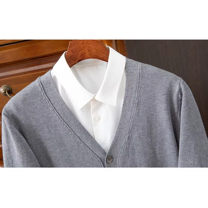 W&W Mode | Herren Strickjacke Mit Knöpfen, Leichter Stoff, Klassischer V-ausschnitt