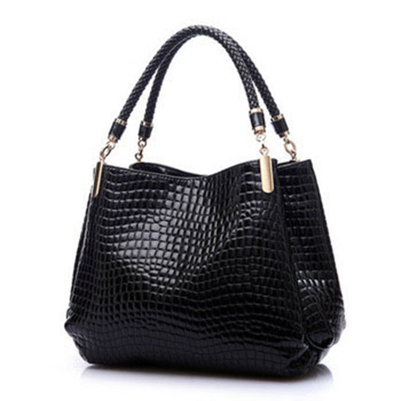 Damen-Schultertasche mit Krokodilprägung