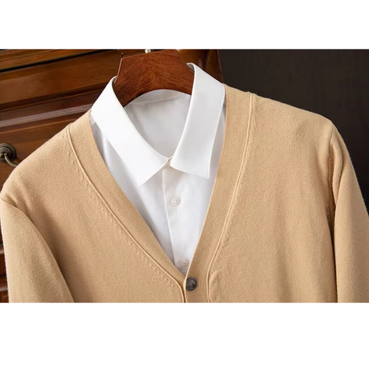 W&W Mode | Herren Strickjacke Mit Knöpfen, Leichter Stoff, Klassischer V-ausschnitt