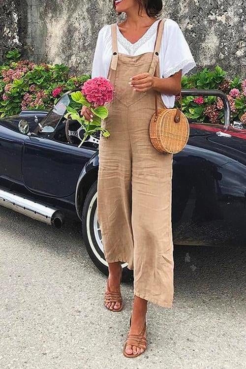 W&W Mode | Rosiedress Gerade Beine Baumwolle Leinen Urlaub Overalls