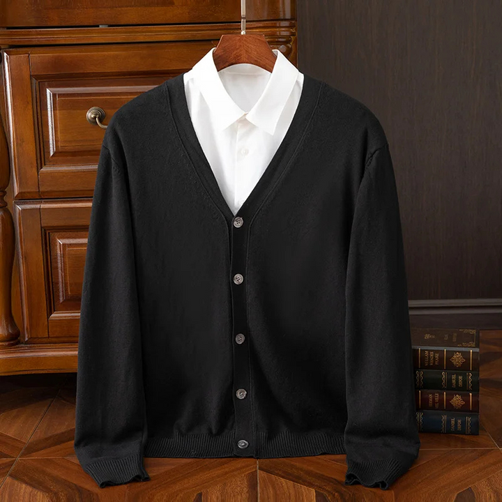 W&W Mode | Herren Strickjacke Mit Knöpfen, Leichter Stoff, Klassischer V-ausschnitt