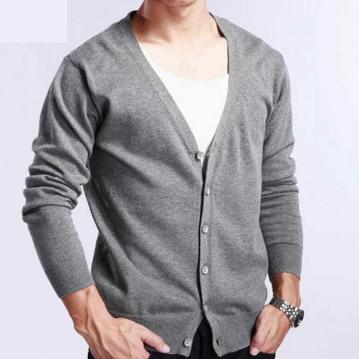 W&W Mode | Herren Strickjacke Mit Knöpfen, Leichtes Material, V-ausschnitt, Klassischer Stil