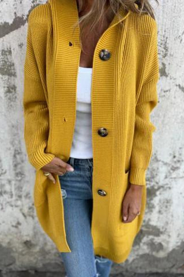 W&W Mode | Lässiger Herbst Strickcardigan mit Kapuze für Frauen