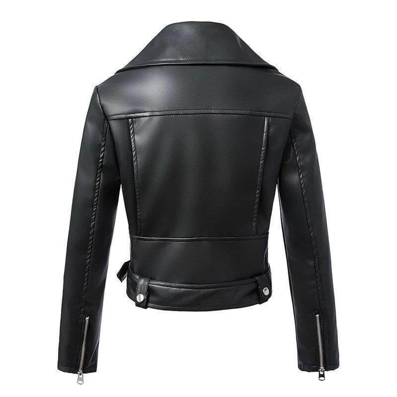 W&W Mode | Damen Kunstleder Bikerjacke mit Gürtel
