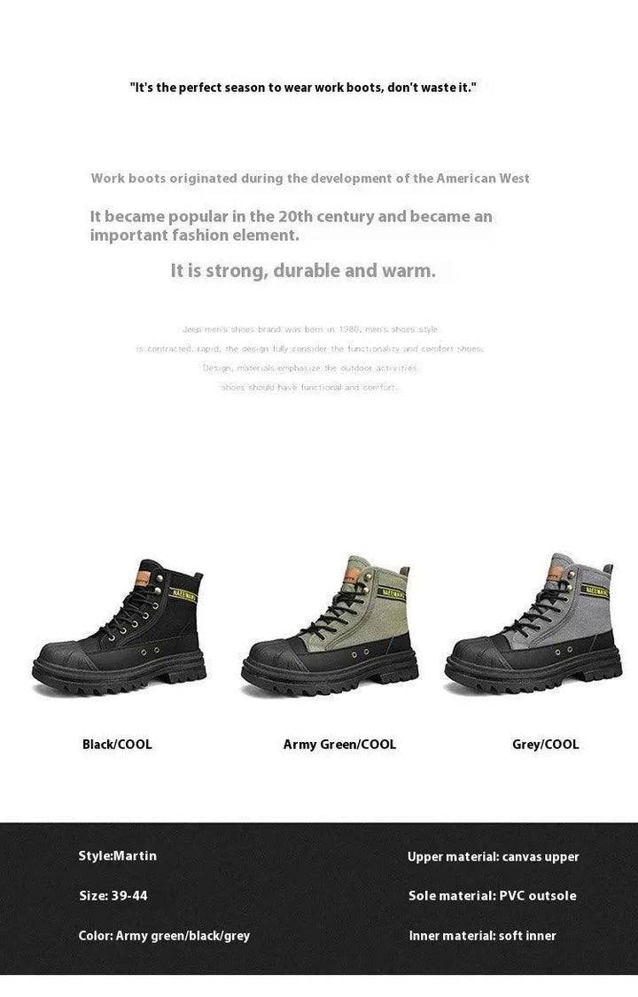 W&W Mode | Herren lässige sportliche Canvas Stiefel mit dicker Sohle