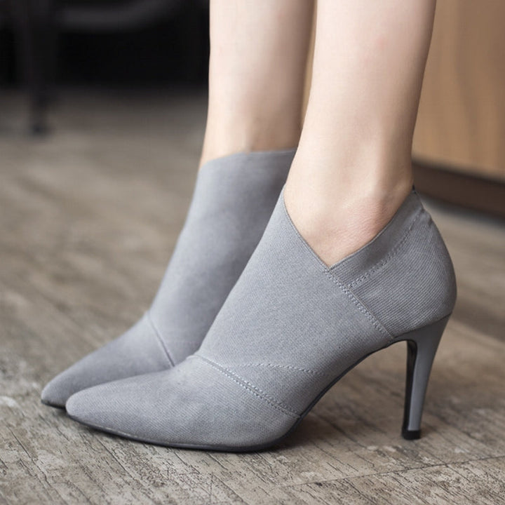 W&W Mode | Damenschuhe für Jugendliche Höhe 8,5 cm Absatz Material Stiefel