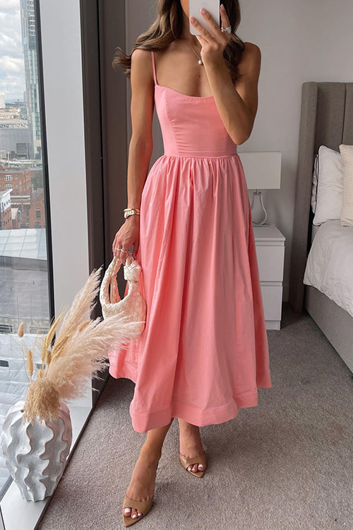 W&W Mode | Rosiedress U Neck Taillierter Swing Maxi Cami Kleid