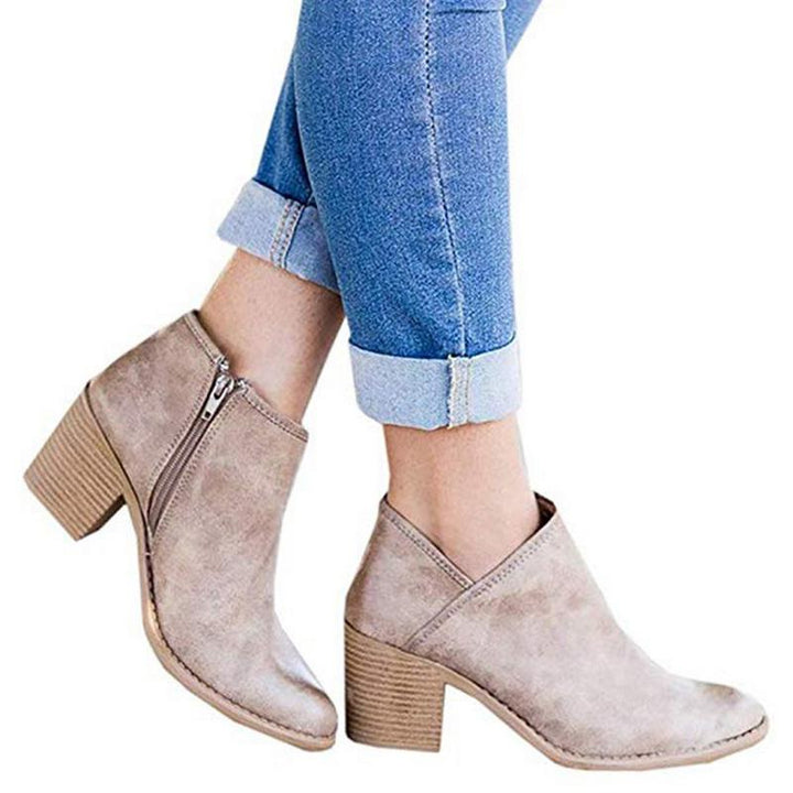 W&W Mode | Hoher Absatz Knöchel Stiefel mit Seitenreißverschluss