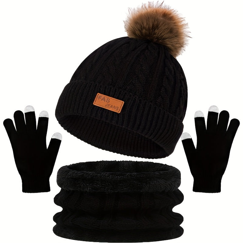 W&W Mode | Lässiges Winter Essential Mütze und Handschuh Set für Frauen