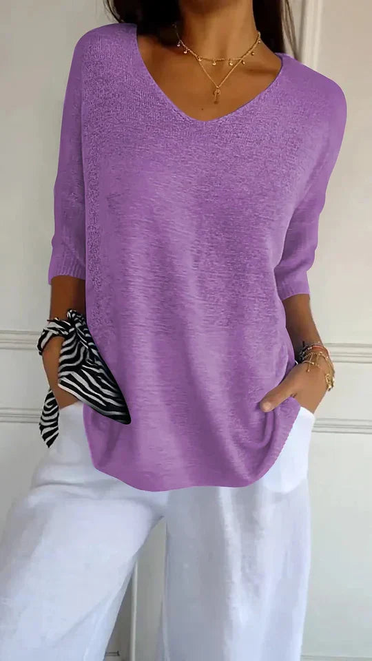 W&W Mode | Bequemes Damen-Stricktop mit V-Ausschnitt