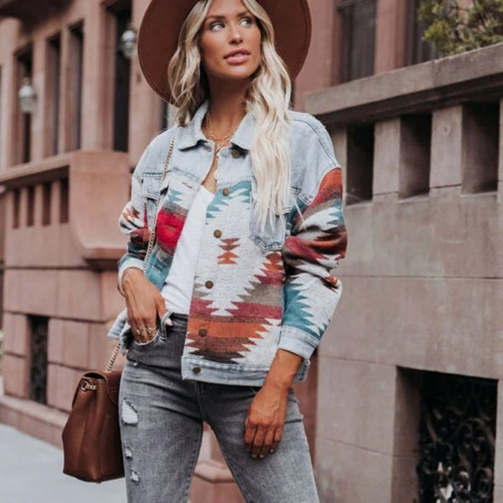 W&W Mode | Jeansjacke mit Aztekenmuster