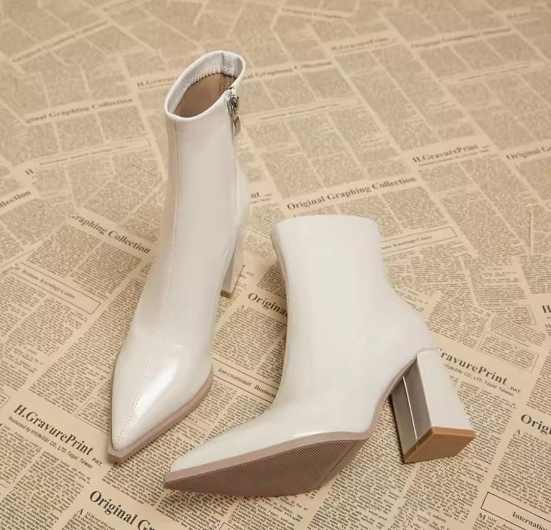 W&W Mode | Lackleder Stiefeletten Mit Blockabsatz