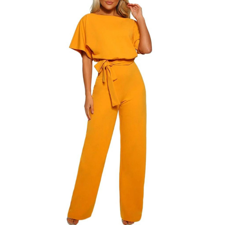 W&W Mode | Damen Overall, Kurzarmkombination, Club-Outfit, weite und bequeme Beine, mit Gürtel