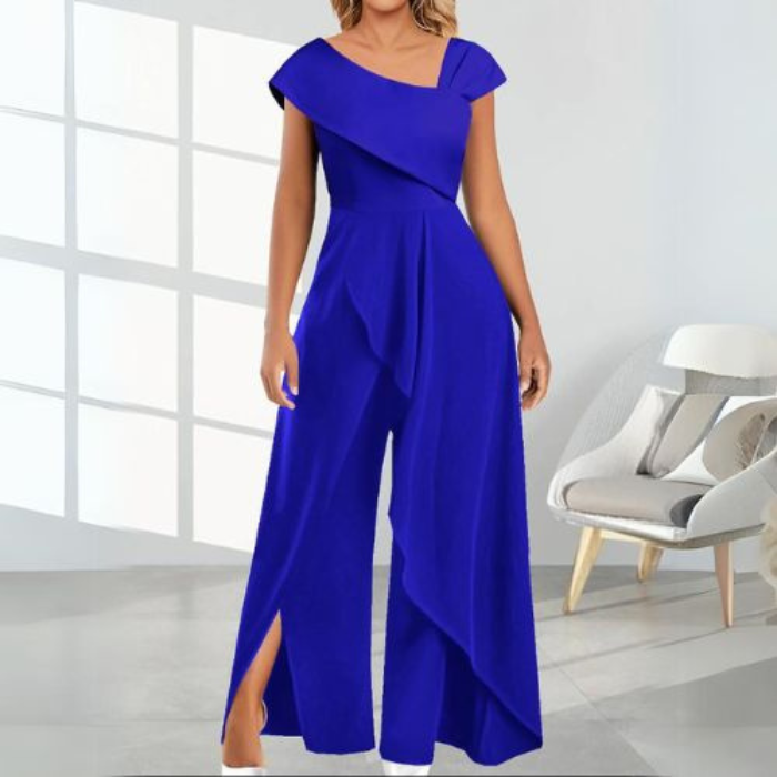 W&W Mode | Eleganter Damen Jumpsuit Diagonale Asymmetrisches Design
