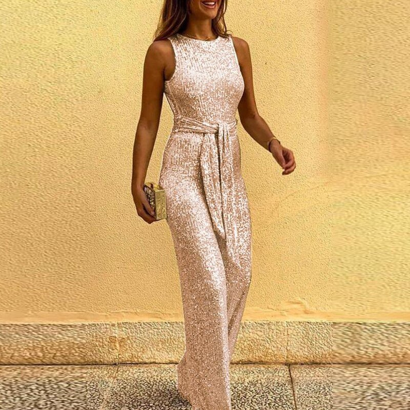 W&W Mode | Damen Jumpsuit Frauen Eleganter Jumpsuit Mit Pailletten Und Glitzer