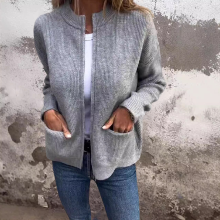W&W Mode | Superweiche, Warme Strickjacke Mit Reißverschluss
