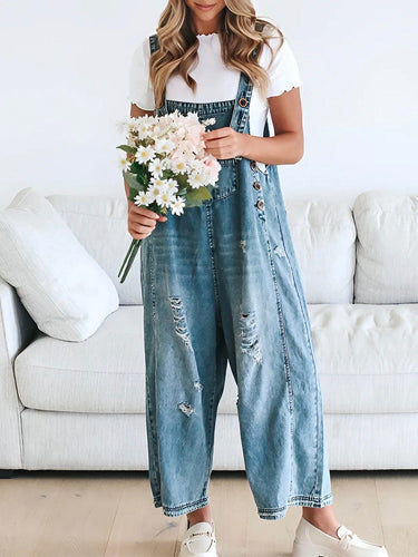 W&W Mode | Ärmelloser Lockere Denim Overall