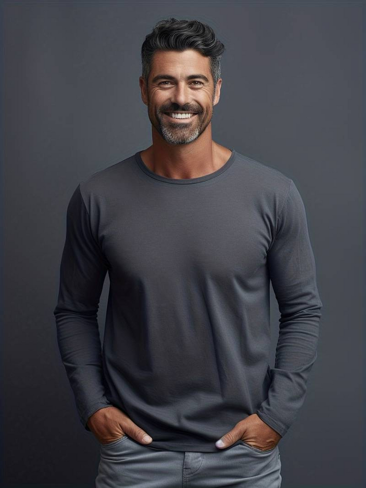 W&W Mode | Herren Langarm T-Shirt Einfaches Design Pullover Für Männer