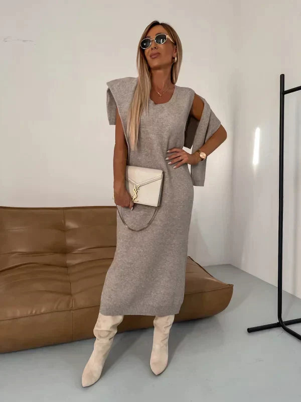 W&W Mode | Stretchkleid Mit Passendem Pullover