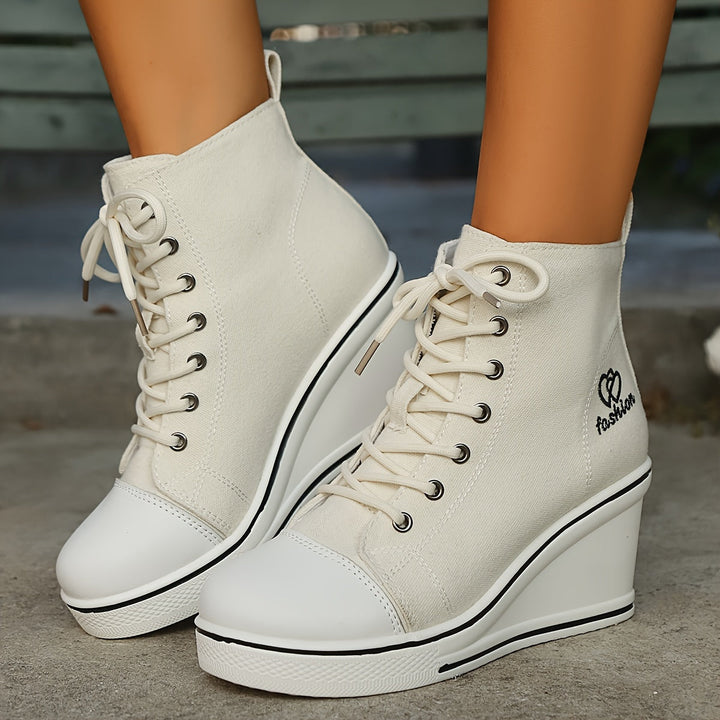 W&W Mode | Einfache Canvas Stiefeletten Mit Liebesmotiv