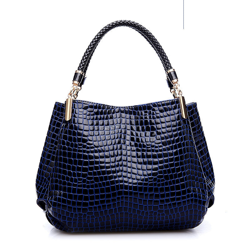 Damen-Schultertasche mit Krokodilprägung
