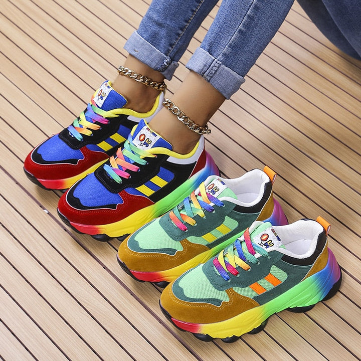 W&W Mode - SwiftStep Bequeme Regenbogen Turnschuhe