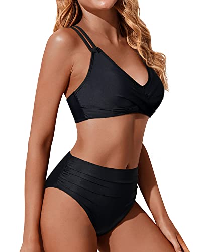 W&W Mode | Twist Front Hohe Taille Bikini Satz Zweiteilige Badeanzüge Push up Wickel Badeanzüge