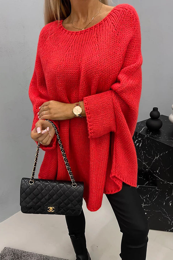 W&W Mode | Pullover Damen - weicher Oversized-Pullover mit Fledermausärmeln