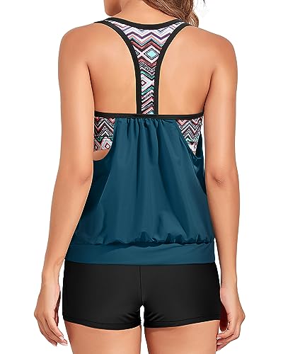 W&W Mode | Blouson Tummy Control Tankini Top & Boyshorts Zweiteiliges Satz