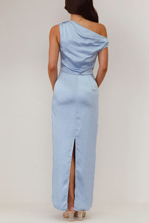 W&W Mode | Rosiedress Asymmetrischer Schulter Rücken Ausschnitt Tailliertes Maxikleid