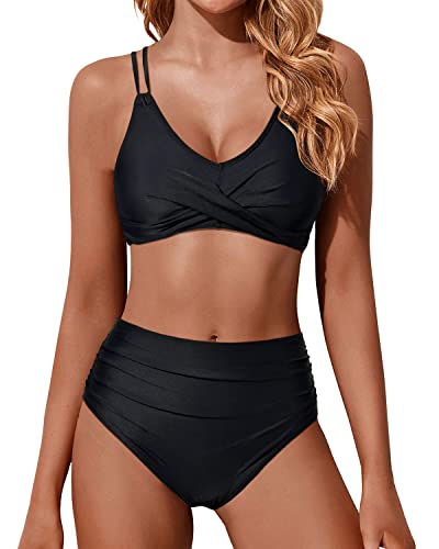 W&W Mode | Twist Front Hohe Taille Bikini Satz Zweiteilige Badeanzüge Push up Wickel Badeanzüge