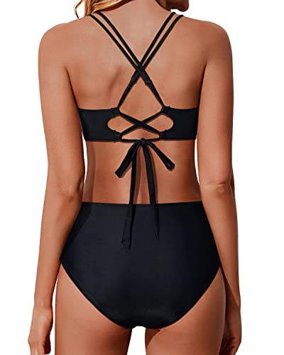 W&W Mode | Twist Front Hohe Taille Bikini Satz Zweiteilige Badeanzüge Push up Wickel Badeanzüge