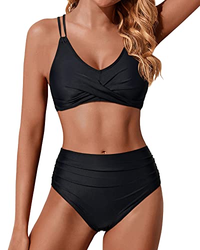 W&W Mode | Twist Front Hohe Taille Bikini Satz Zweiteilige Badeanzüge Push up Wickel Badeanzüge