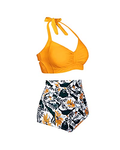 W&W Mode | Rüschentwist 50er Jahre Stil Retro Bademode Hohe Taille Bikini Satz Für Frauen