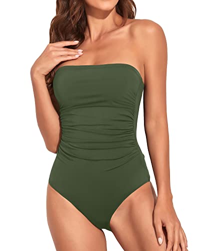 W&W Mode | Bandeau Badeanzug Strapless Badeanzüge Für Frauen Armeegrün