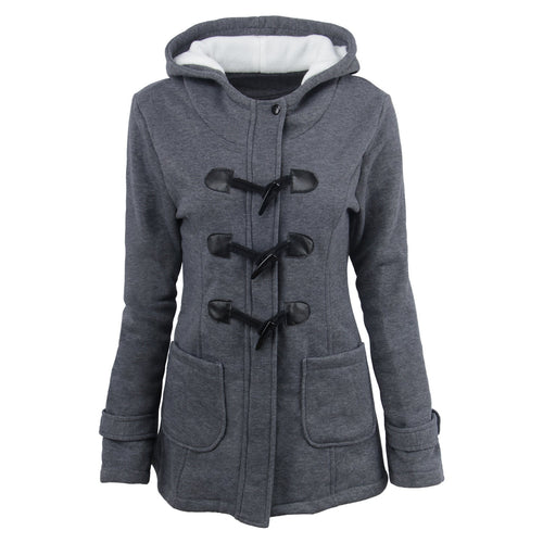 Damen Dufflecoat mit Kapuze und praktischen Taschen W&W Mode