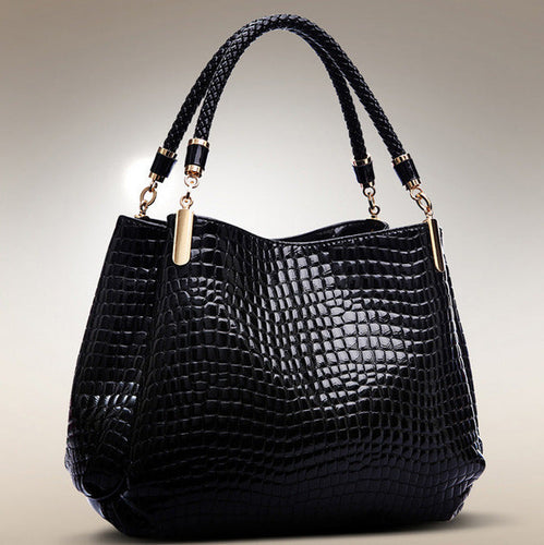 Damen-Schultertasche mit Krokodilprägung