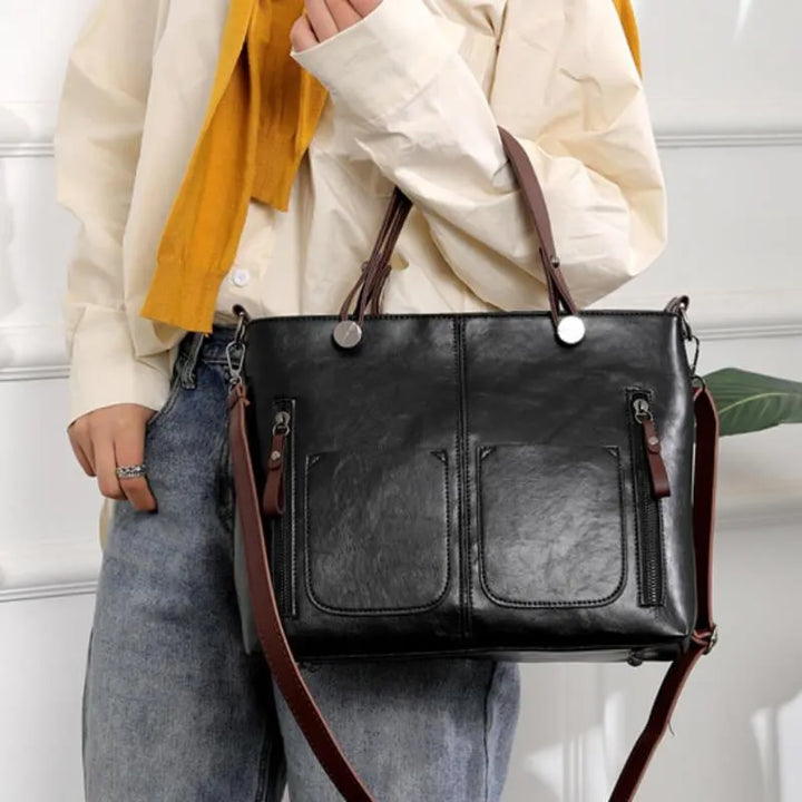 W&W Mode | Vintage Leder Schultertasche für Damen - Stilvolle und Nachhaltige Handtasche