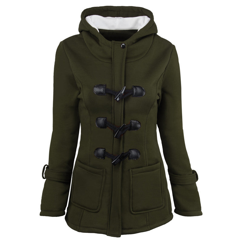 Damen Dufflecoat mit Kapuze und praktischen Taschen W&W Mode