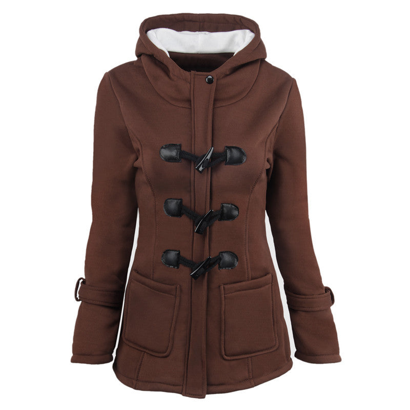 Damen Dufflecoat mit Kapuze und praktischen Taschen W&W Mode