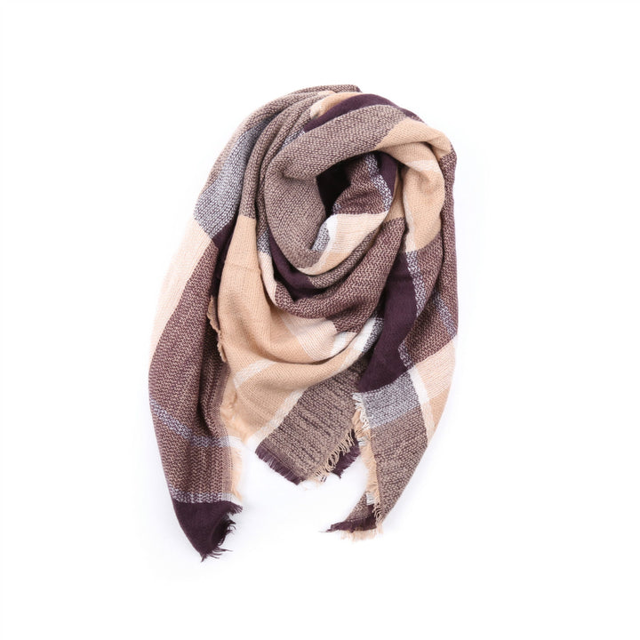 Damen Karierter Schal aus hochwertigem Material mit fransigen Kanten W&W Mode