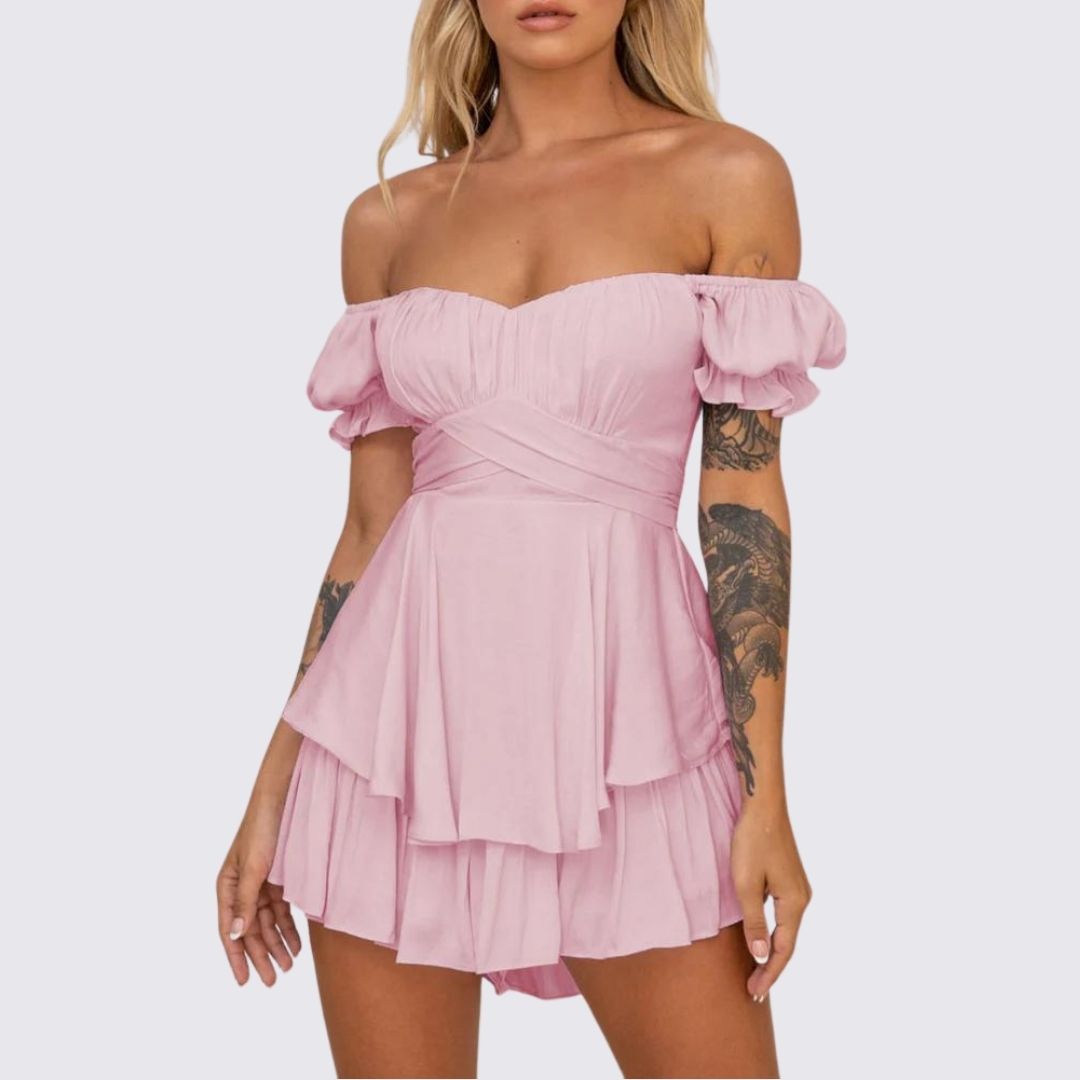 W&W Mode | Schulterfreier Rüschen-Jumpsuit