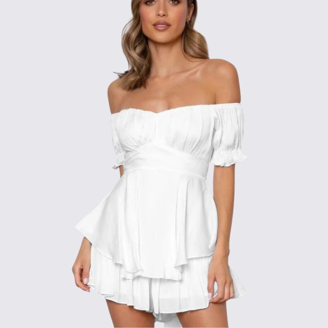 W&W Mode | Schulterfreier Rüschen-Jumpsuit
