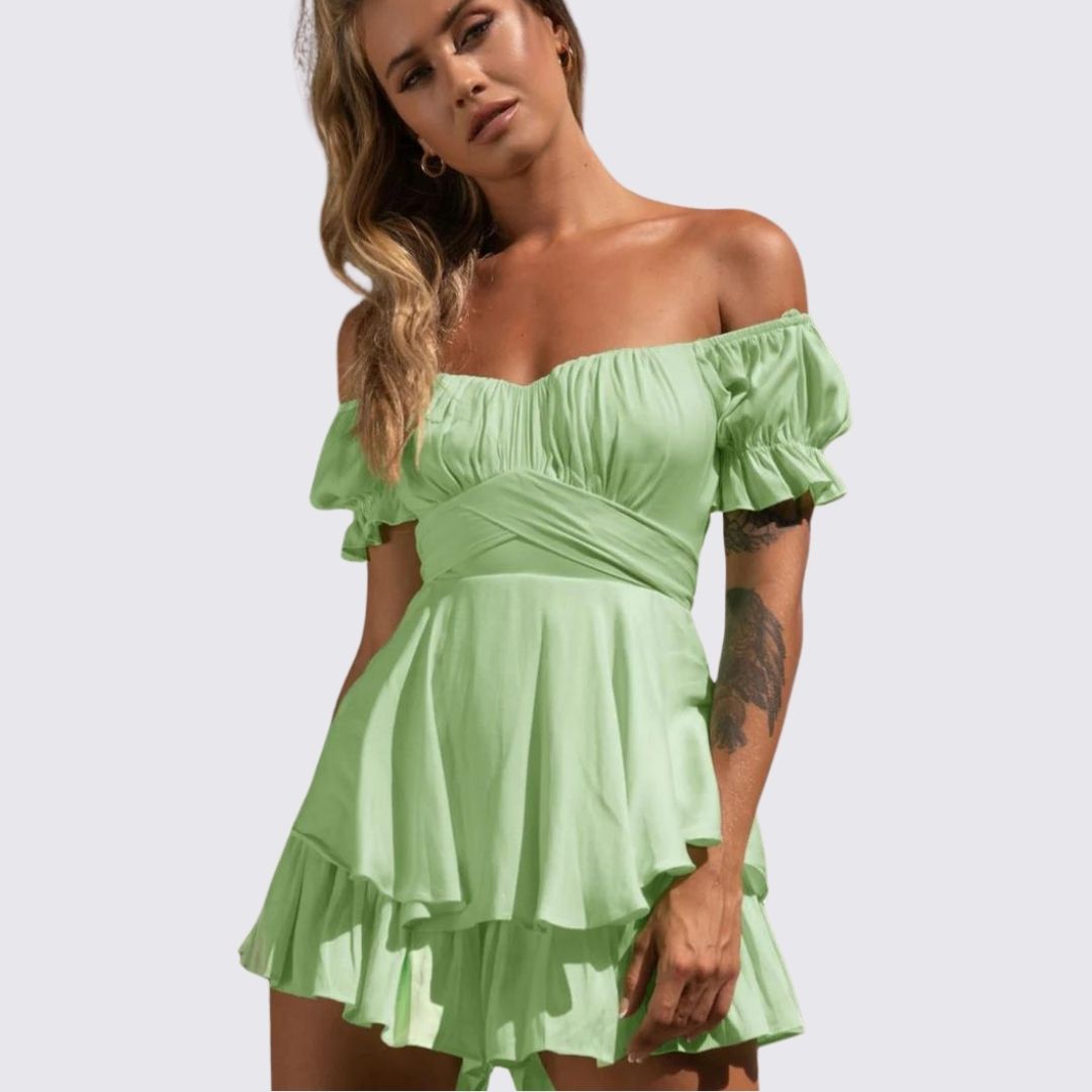 W&W Mode | Schulterfreier Rüschen-Jumpsuit