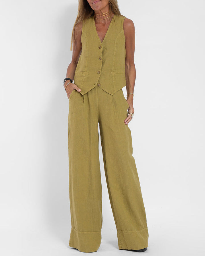 W&W Mode | Damen Elegantes 2-teiliges Leinenset