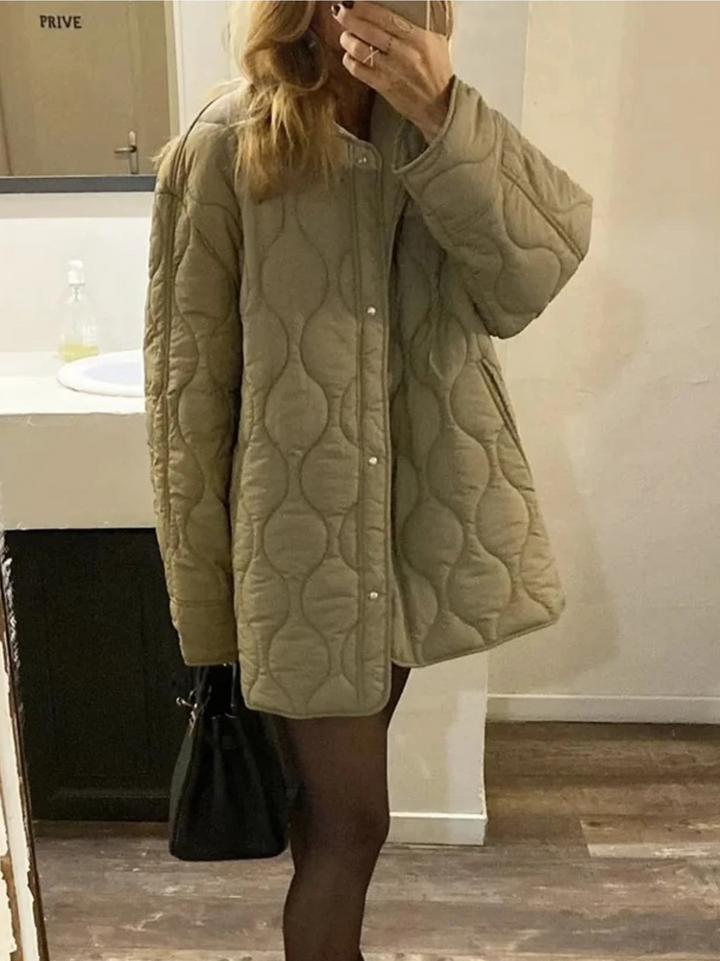 W&W Mode | Gepolsterte Jacke Damen, Leichtes Übergröße Modell Mit Taschen, Knopfverschluss