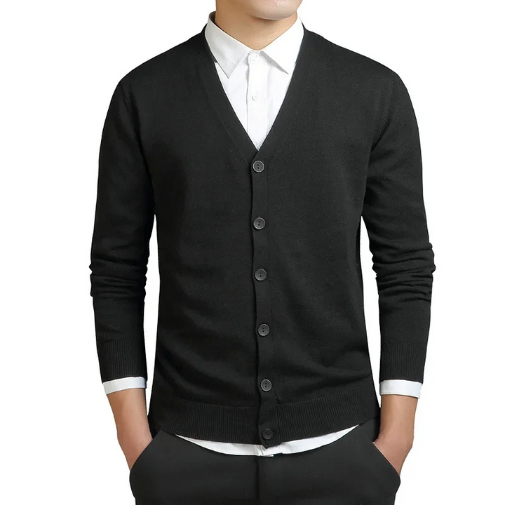 W&W Mode | Herren Strickjacke Mit Knöpfen, V-ausschnitt, Leichtes Material, Slim Fit Design