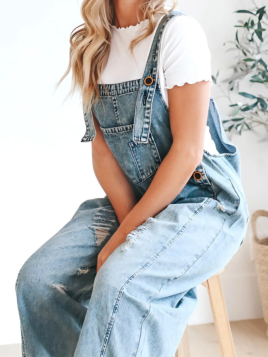 W&W Mode | Denim Jumpsuit Damen Baggy Jeans Overall