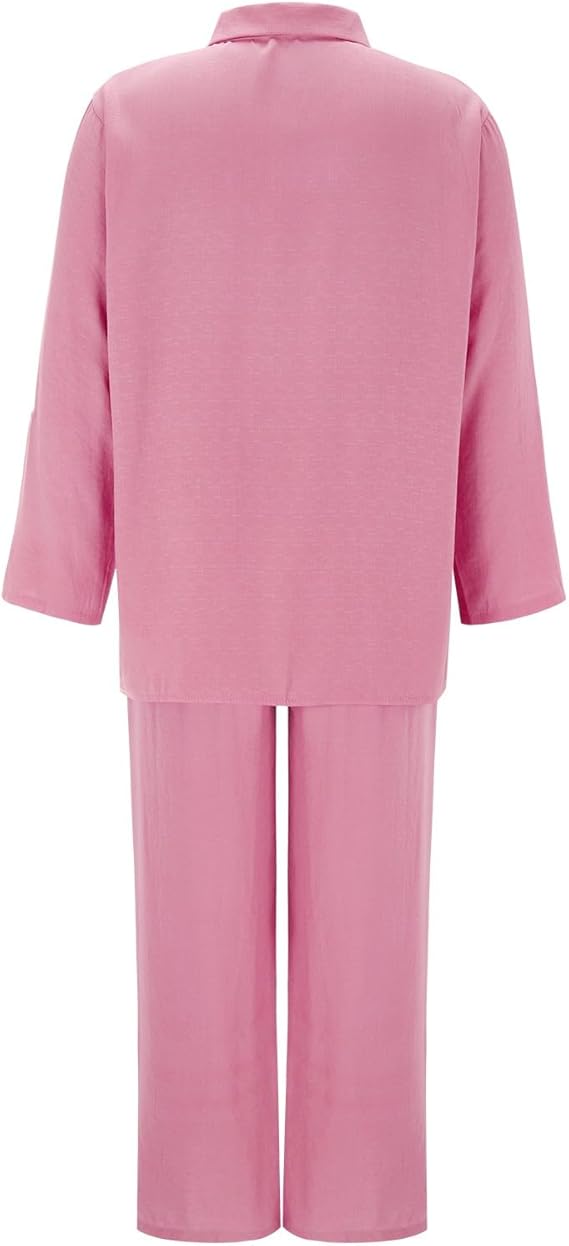 SommerSilhouette Duo™ – Damen Leinen Zweiteiler Set mit Bluse & Hose, Luftig, Elegant & Bequem für Sommer