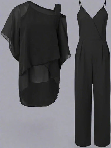 W&W Mode | teilige Chiffon-Set - raffinierter Damen-Top und Jumpsuit